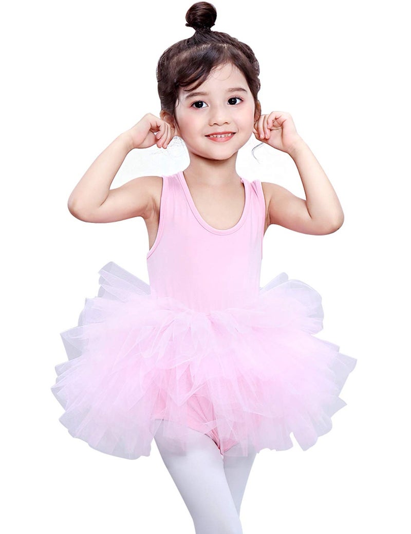 Tutu.kk Toddler Girls' Camisole Tutu Dance Leotard with Fluffy 4-Layers Skirt Dress for Dance, Gymnastics and Ballet Pink 2 Years - Image 1